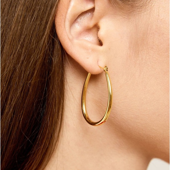Trendi Jewelry - 18k Luxury gold plated stainless steel hoop earrings